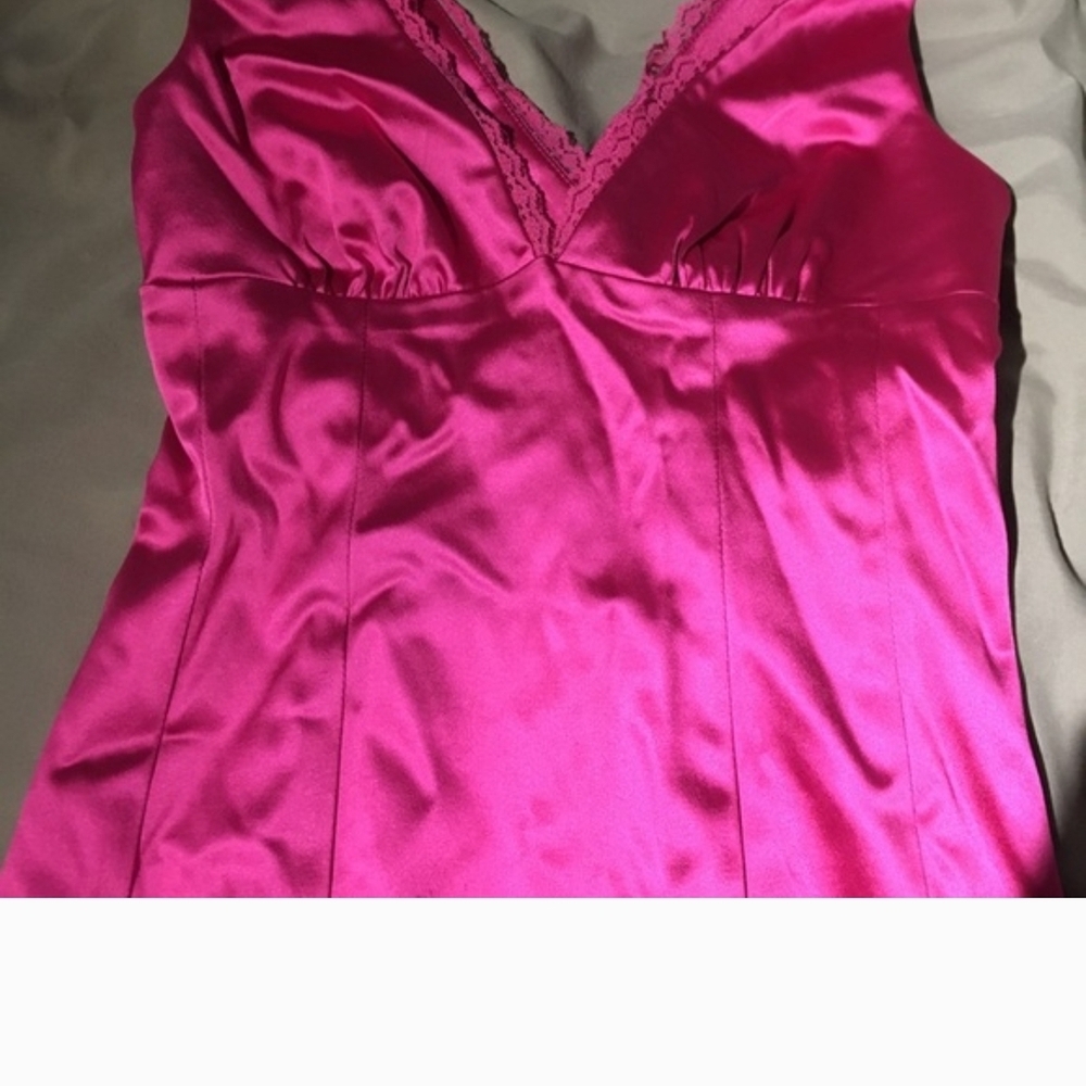 Y2K BEBE Satin Lace Hot Pink Midi Dress